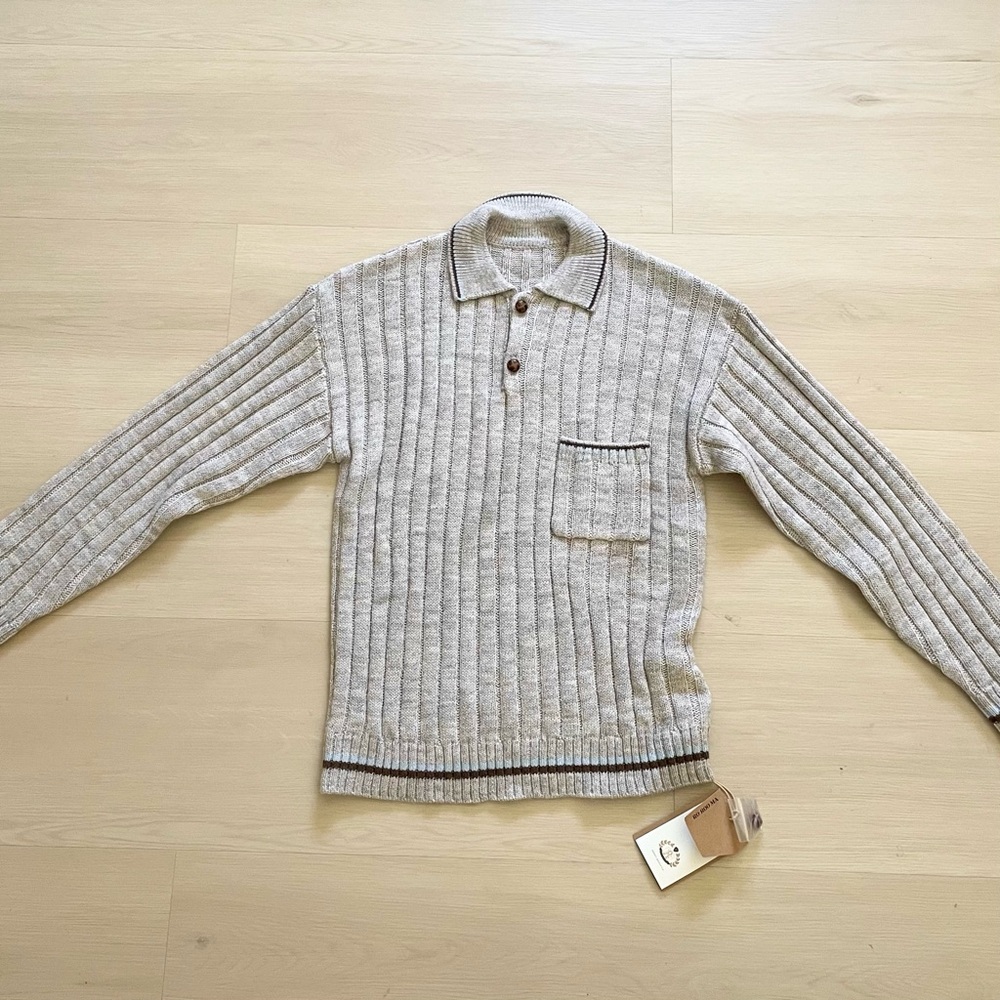 Ro Roo Ma Designer Ribbed Knit Henley Sweater S - Picture 6 of 11
